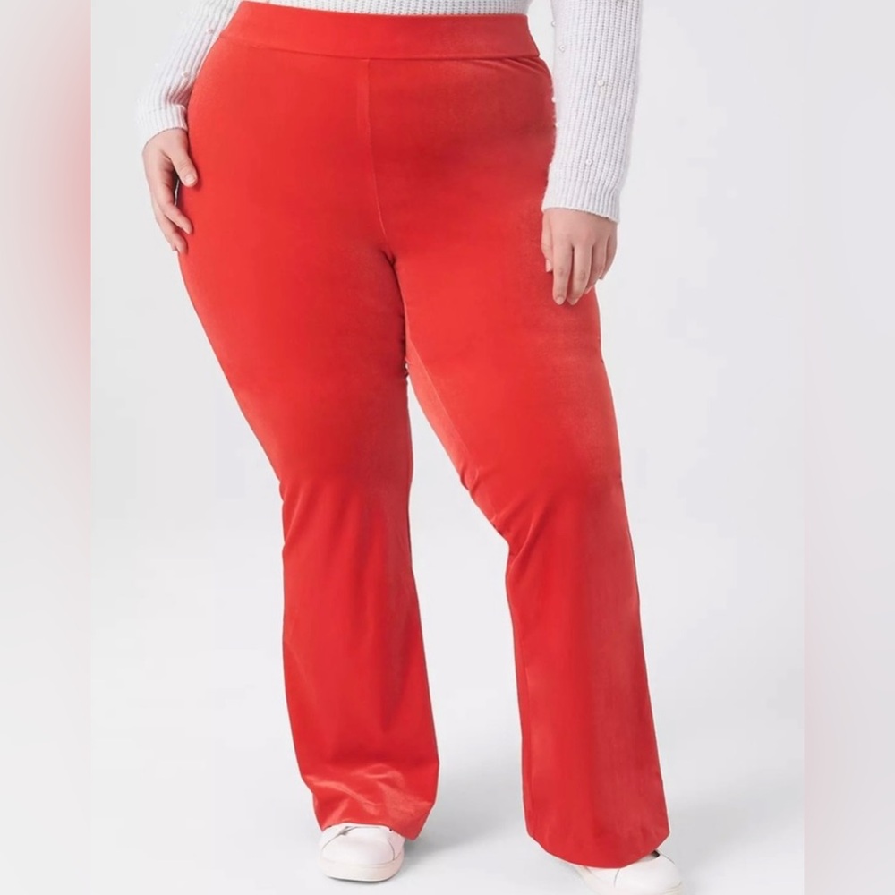 Lane Bryant NEW Red Velvet Pull On Flare Pants Sz 14